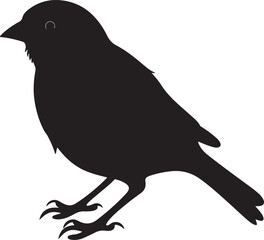 Finch Silhouette Vector Illustration White Background