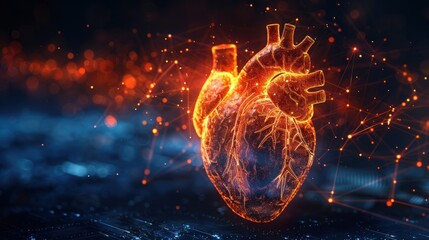 Pulsing pulses inside a glowing heart depict the concept of a heartbeat.