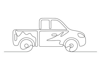 Pickup truck continuous one line drawing vector illustration 