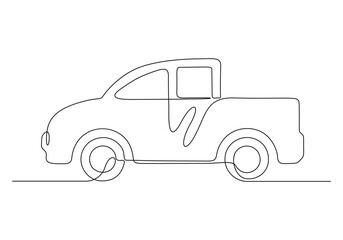 Fototapeta premium Pickup truck continuous one line drawing vector illustration 