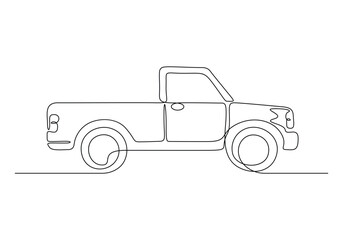 Pickup truck continuous one line drawing vector illustration 