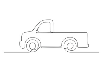 Pickup truck continuous one line drawing vector illustration  © aminul788