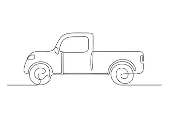 Pickup truck continuous one line drawing vector illustration 