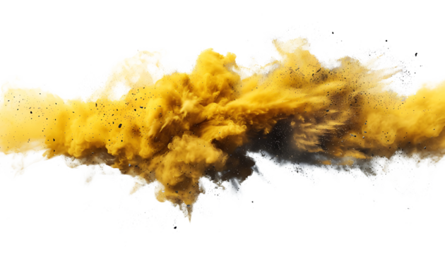 Vibrant Yellow Chalk Explosion Effect Isolated on White Background