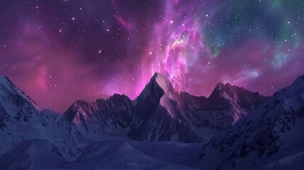 mountain at night with colorful lighting - Powered by Adobe