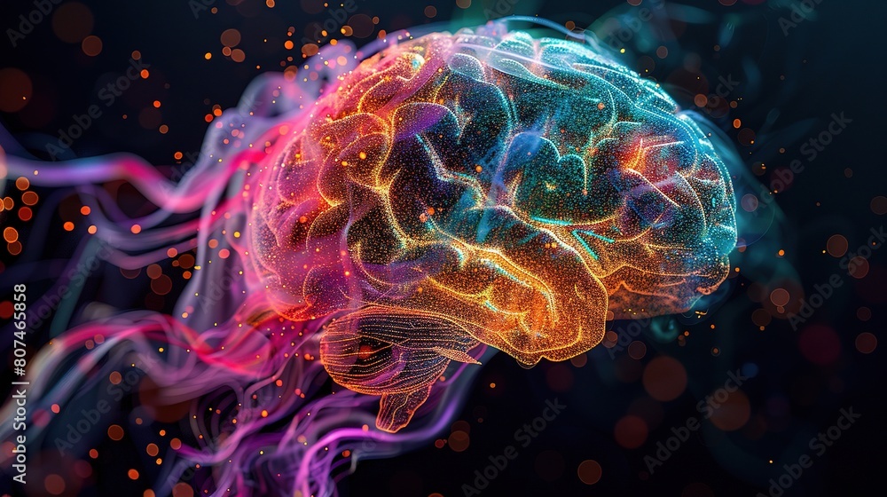 Aufkleber conceptual visualization of artificial intelligence at work within the human brain
