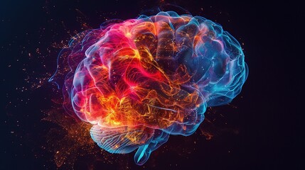 conceptual visualization of artificial intelligence at work within the human brain