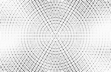 Halftone vector background. Monochrome halftone pattern. Abstract geometric dots background. Pop Art comic gradient black white texture. Design for presentation banner, poster, flyer, business card.