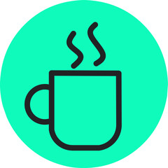Cup of coffee icon.  Cup flat icon.  Thin line sign for design logo, etc.  High quality single outline symbol