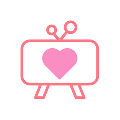 Tv love icon duotune red pink valentine illustration