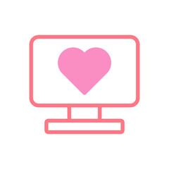 Tv love icon duotune red pink valentine illustration