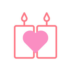 Candle love icon duotune red pink valentine illustration