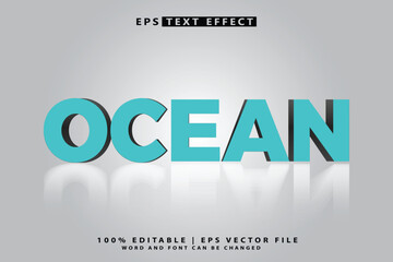 ocean 3d editable text effect vector