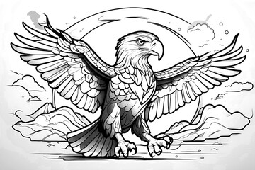 Eagle coloring.Kids Coloring Book For children aged 5 - 9 years.