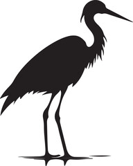 Heron Silhouette Vector Illustration White Background