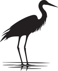 Heron Silhouette Vector Illustration White Background