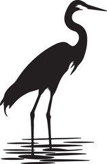 Heron Silhouette Vector Illustration White Background