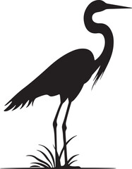 Heron Silhouette Vector Illustration White Background