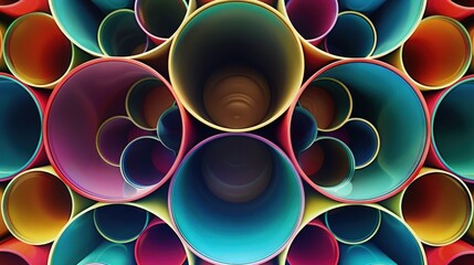 A symmetrical arrangement of colorful cons abstract geometric background 