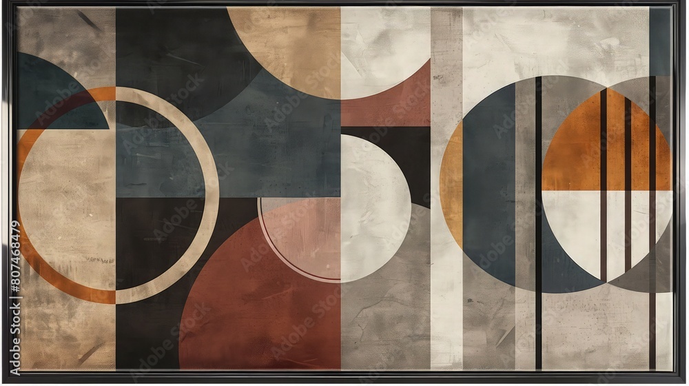 Poster a dynamic different geometric shapes bold primary color abstract background