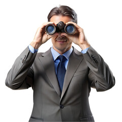 Cool man with binoculars