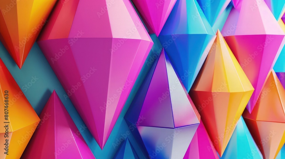 Poster a vibrant and dynamic composition of colorful geometric cons attach abstract background
