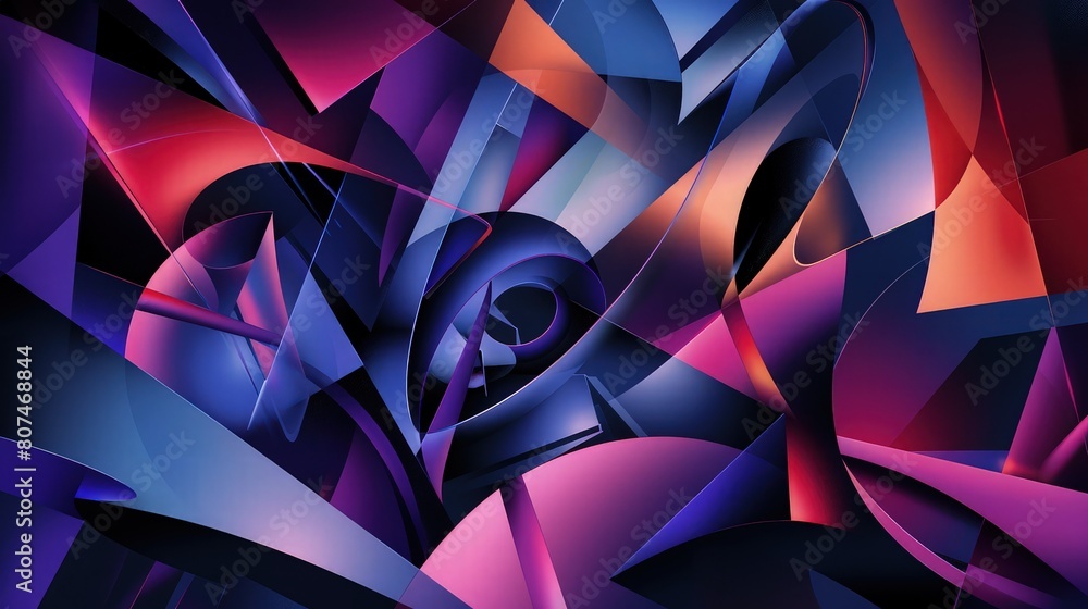 Poster abstract background with lines and gradient blue and pink color