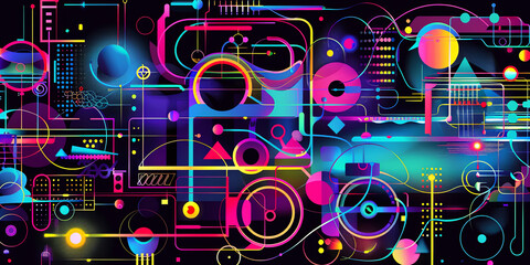 Fototapeta premium abstract digital art, vibrant colors and shapes forming, generative AI