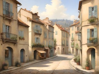 Fototapeta premium French Landscape Vintage Painting Illustration Art