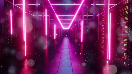 glowing narrow corridor illustration. seamless looping overlay 4k virtual video animation background - Powered by Adobe