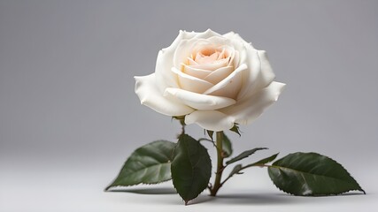 Isolated white single rose on clear backdrop