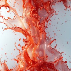 Red lava water wave splash on clean white plain background, red water liquid splash isolated on white background, red juice