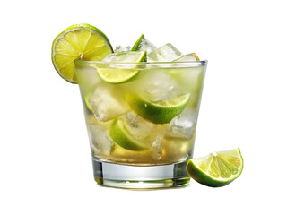 Fototapeta premium A glass of ice water with lime and mint leaves