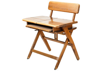 Empty old wooden chair isolated on transparent background