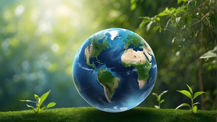 Earth Day and the global environment with the environment being green and natural. Artificial Intelligence