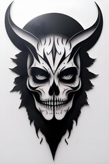 Fototapeta premium evil skull devil head tattoo art horns