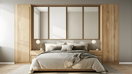 Empty Oak Wood Rectangle Frame Mockup: Clean and Minimalist Centerpiece