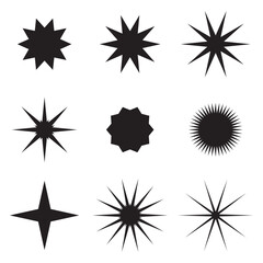 Fototapeta premium Starburst price sticker. Vector. Round burst star icon. Black circle shapes. Set sale tag badges. Sunburst callout label isolated on white background. Color illustration. Simple empty wave pricetag.