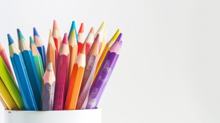 Fototapeta premium Box with many colored pencils generative ai