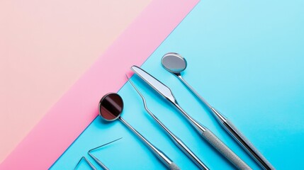 Dental instruments on a colorful background generative ai