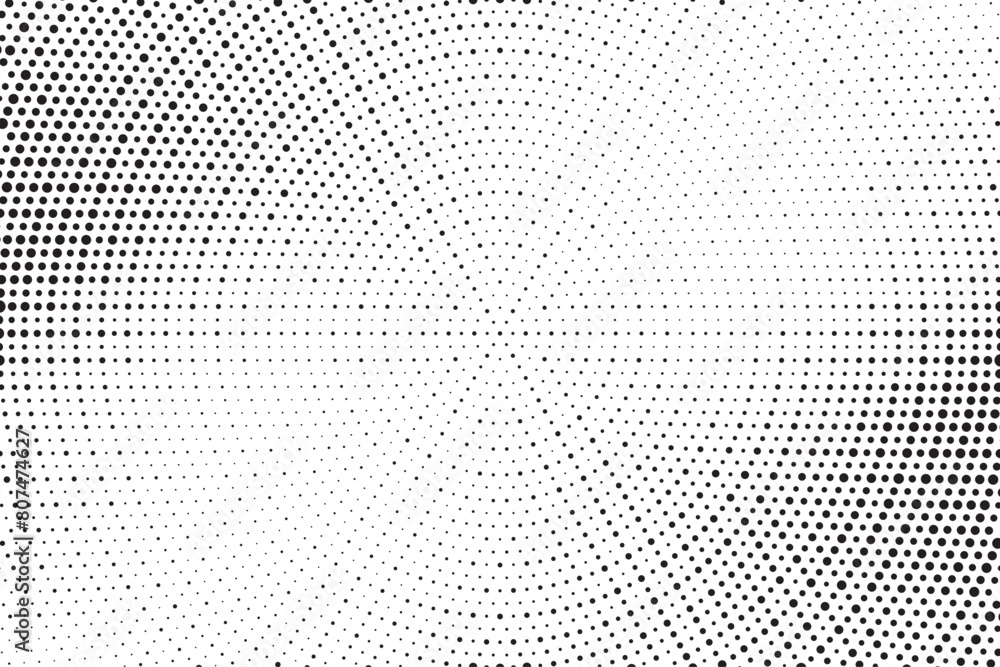 Poster Halftone vector background. Monochrome halftone pattern. Abstract geometric dots background. Pop Art comic gradient black white texture. Design for presentation banner, poster, flyer, business card.	
