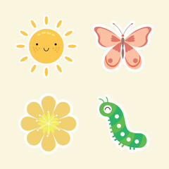 Spring Fun Sticker Vector Illustration