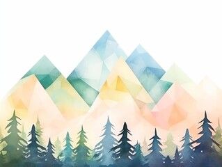 Fototapeta premium A landscape made entirely of triangles, from pine trees to mountain peaks