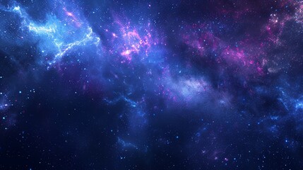 Fototapeta premium Vivid blue and pink nebula with sparkling stars in deep space.