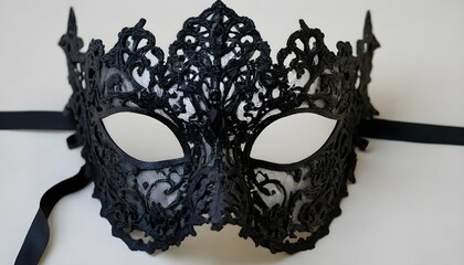 A gothic mask with dark lace and intricate metalwo