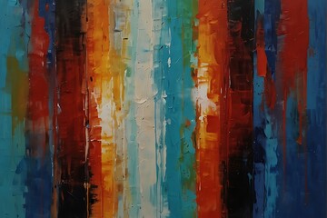 Fototapeta premium colorful wooden background Dynamic Abstract Palette Knife Painting Blue and Red Textured Portrait