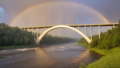 Fototapeta na wymiar A rainbow bridge spanning across a river upscaled 8