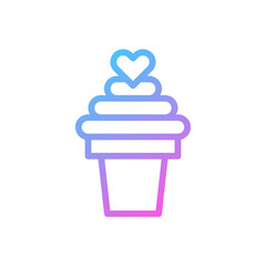 Ice cream love Icon gradient blue purple valentine illustration