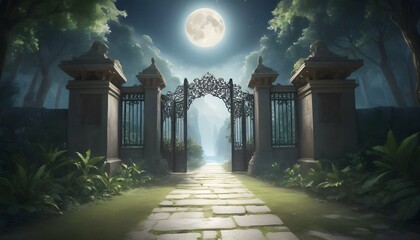 A pathway of moonbeams leading to the gates of par - Powered by Adobe