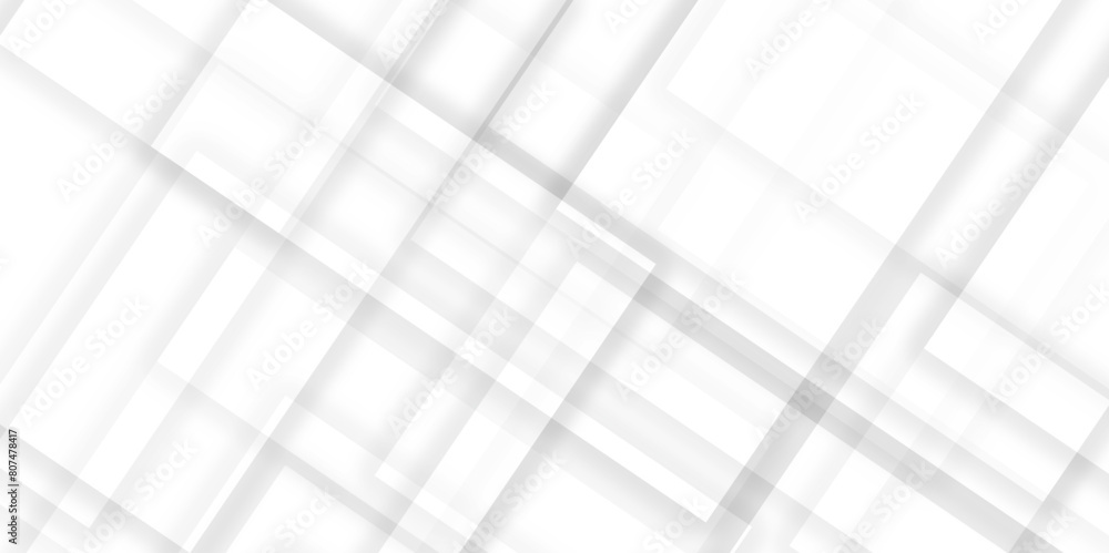Poster abstract white line with square shape shadow background. vector illustration, white business style v